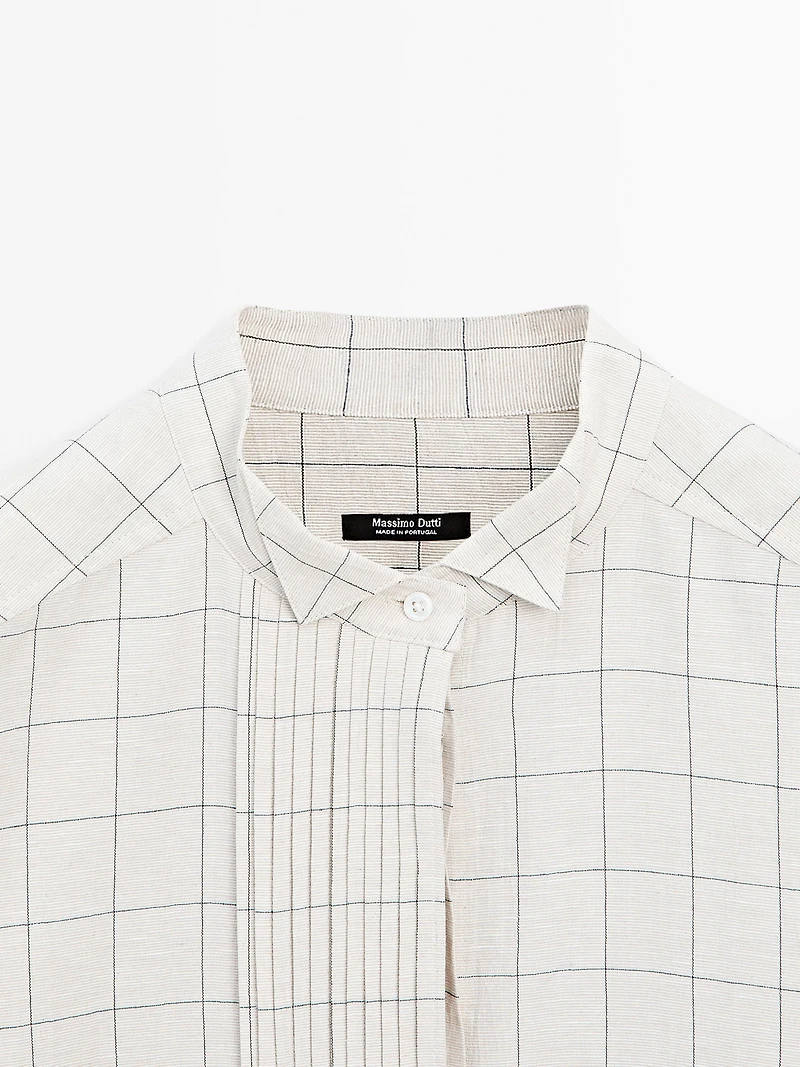 Check shirt with pintucks