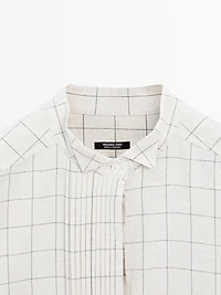 Check shirt with pintucks
