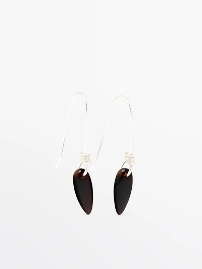 Boucle d'oreille pendule pierre