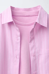 STRIPED POPLIN SHIRT AND RIB T-SHIRT PACK