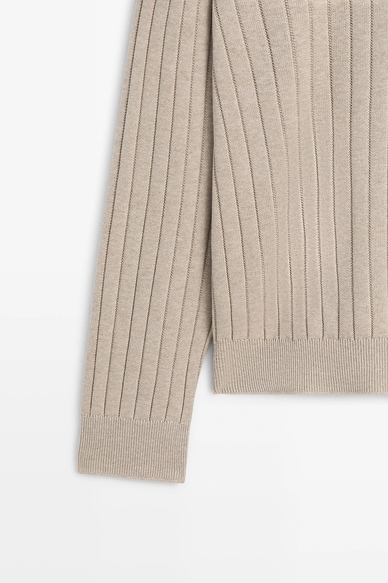100% cotton ribbed knit sweater