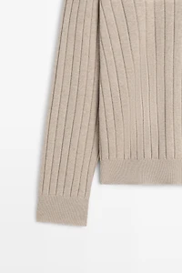 100% cotton ribbed knit sweater