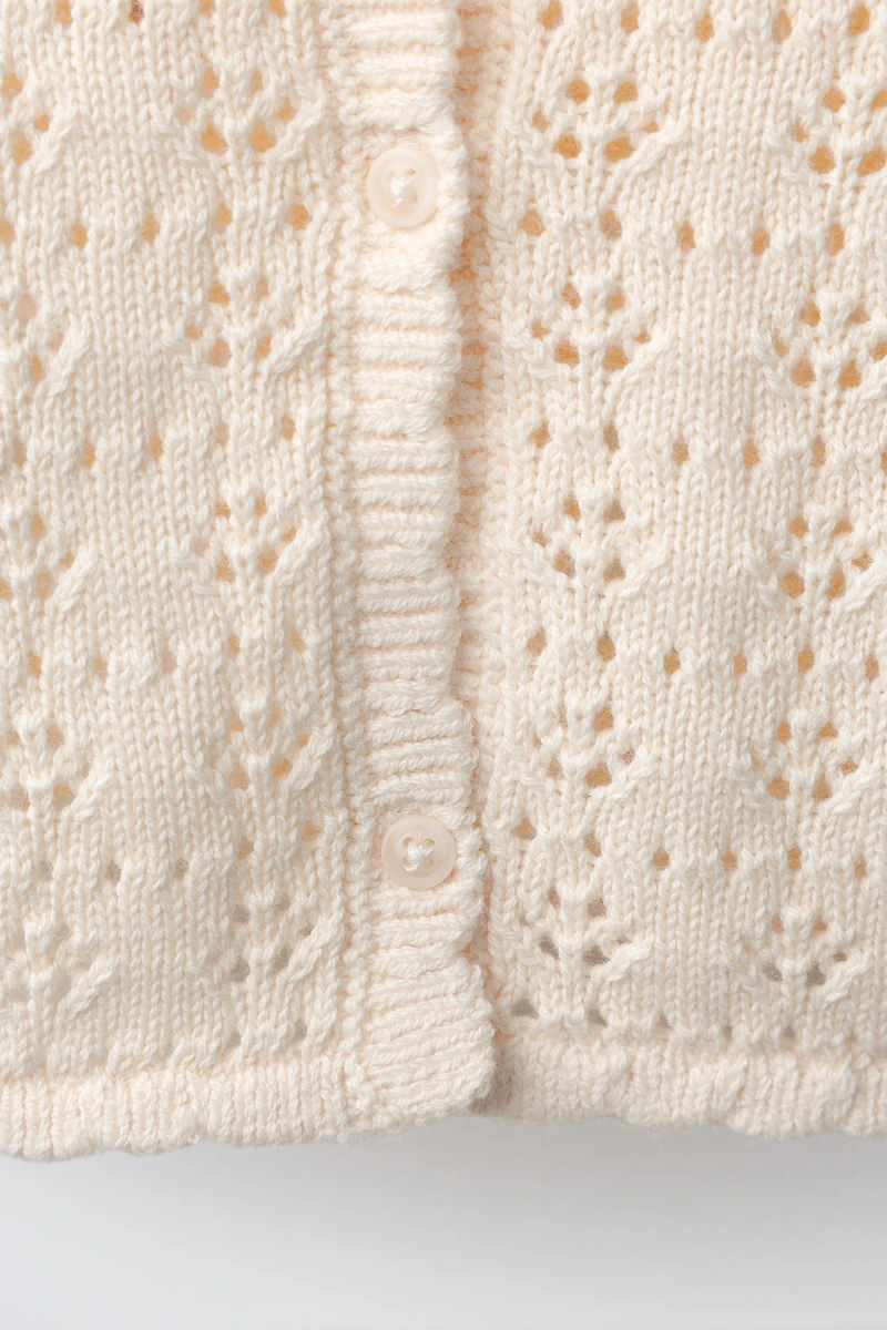 OPENWORK EMBROIDERED FLORAL KNIT JUMPER