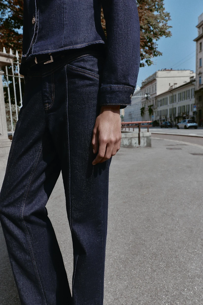 Z1975 MID-RISE STRAIGHT SLIM BELTED JEANS