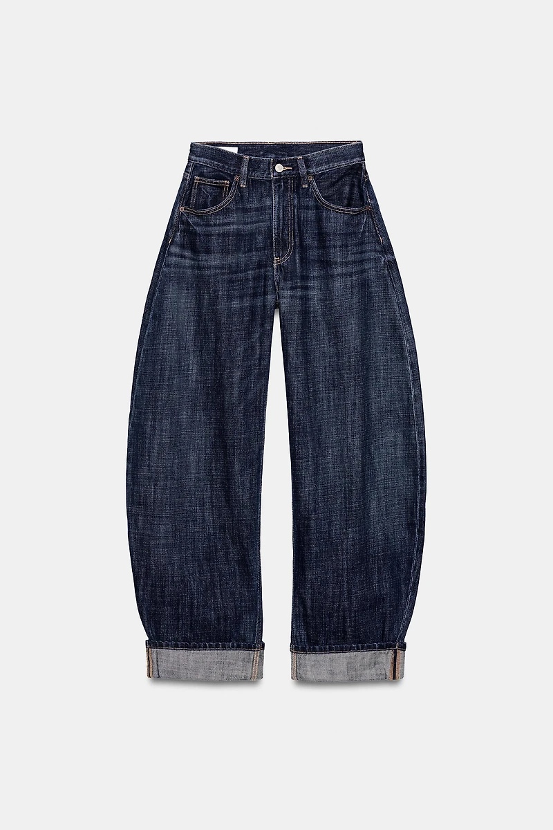 TRF MID-RISE BARREL FOLDED JEANS