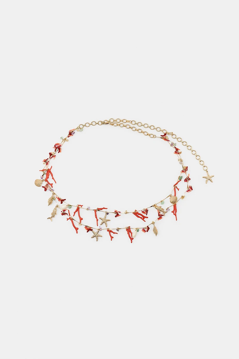 METAL BELT WITH MARINE CHARMS