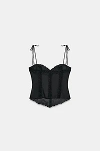 POLKA DOT RUFFLED POPLIN TOP