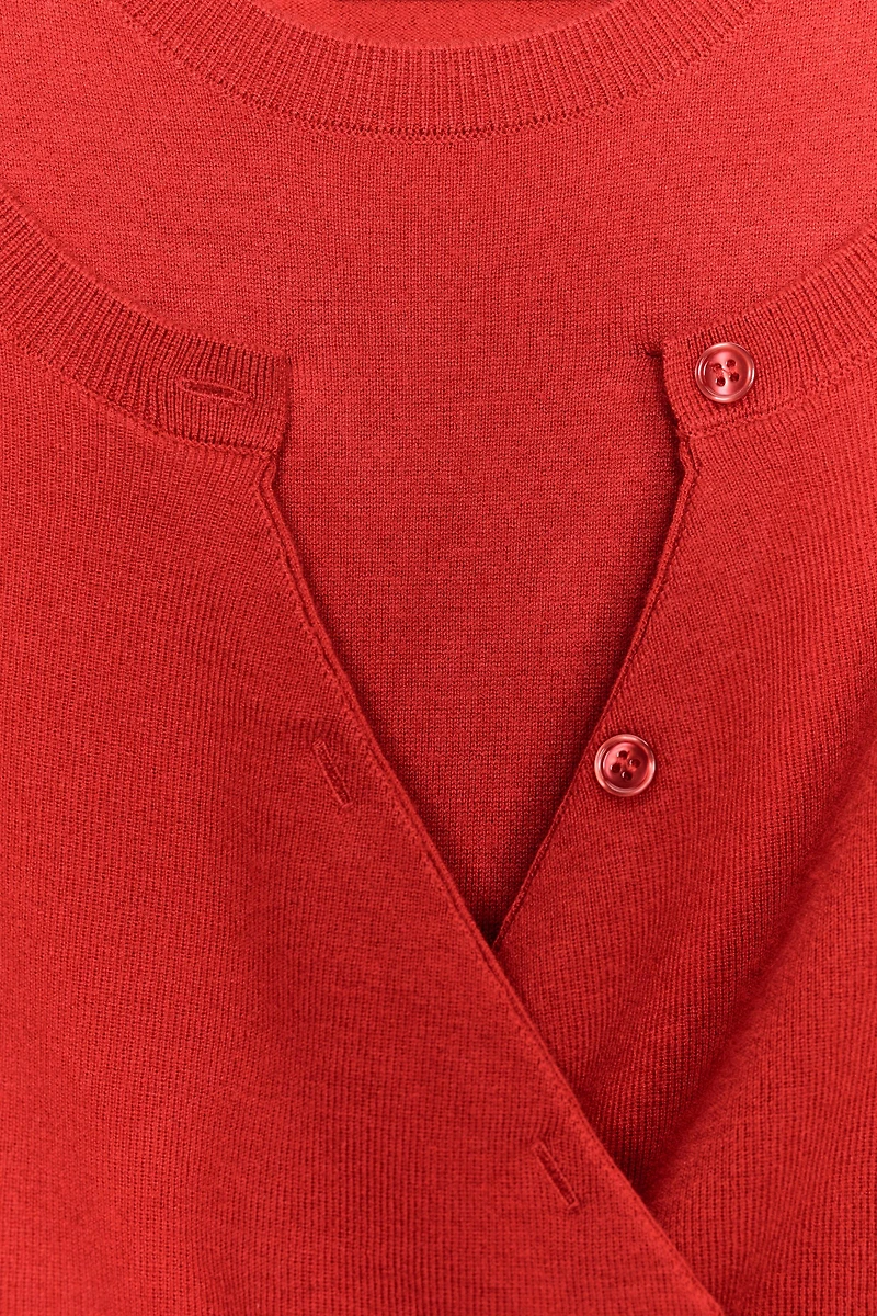 DOUBLE LAYER KNIT CARDIGAN SWEATER