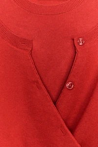 DOUBLE LAYER KNIT CARDIGAN SWEATER