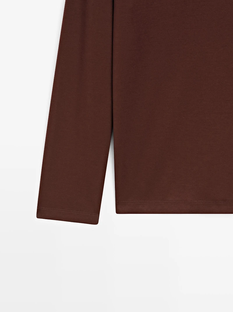 Long sleeve polo shirt with snap button