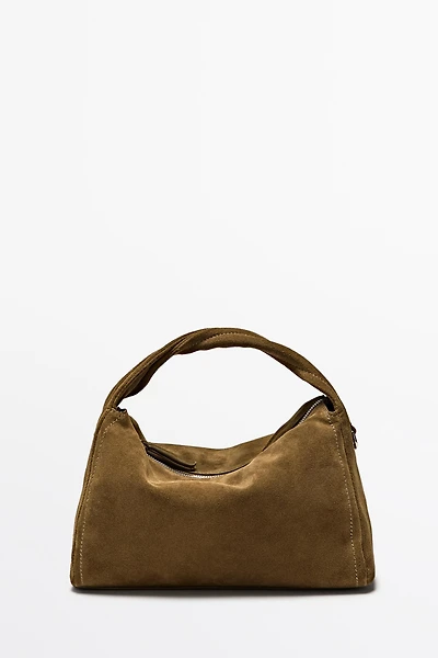 Split suede leather crossbody bag