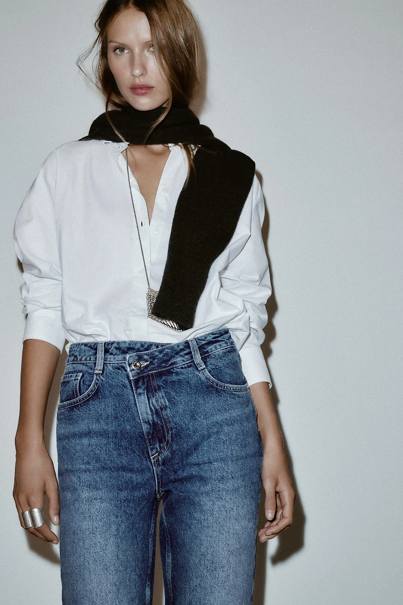 JEAN Z.09 DROIT TAILLE HAUTE À CEINTURE CROISÉE