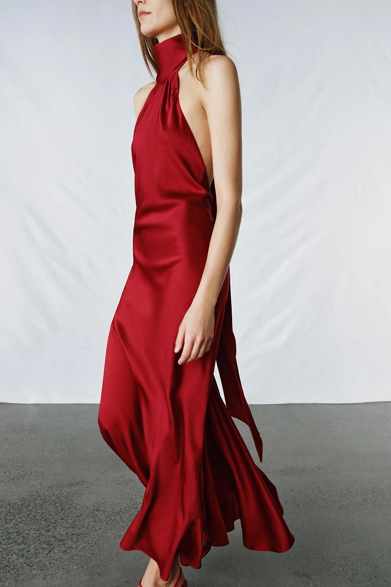 ZW COLLECTION SATIN EFFECT HALTER DRESS