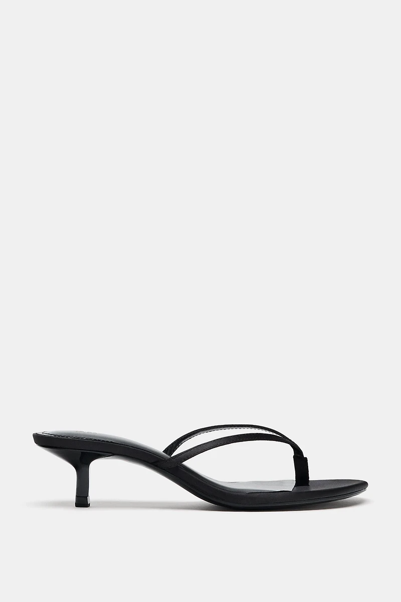SATIN KITTEN HEEL SANDALS