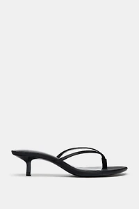 SATIN KITTEN HEEL SANDALS