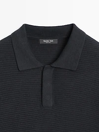 Polo à manches courtes en maille de lin et coton