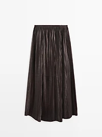 Long pleated nappa leather skirt - LIMITED