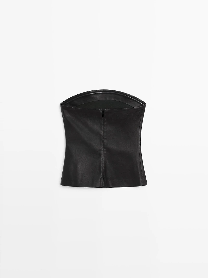 Top bustier en cuir nappa