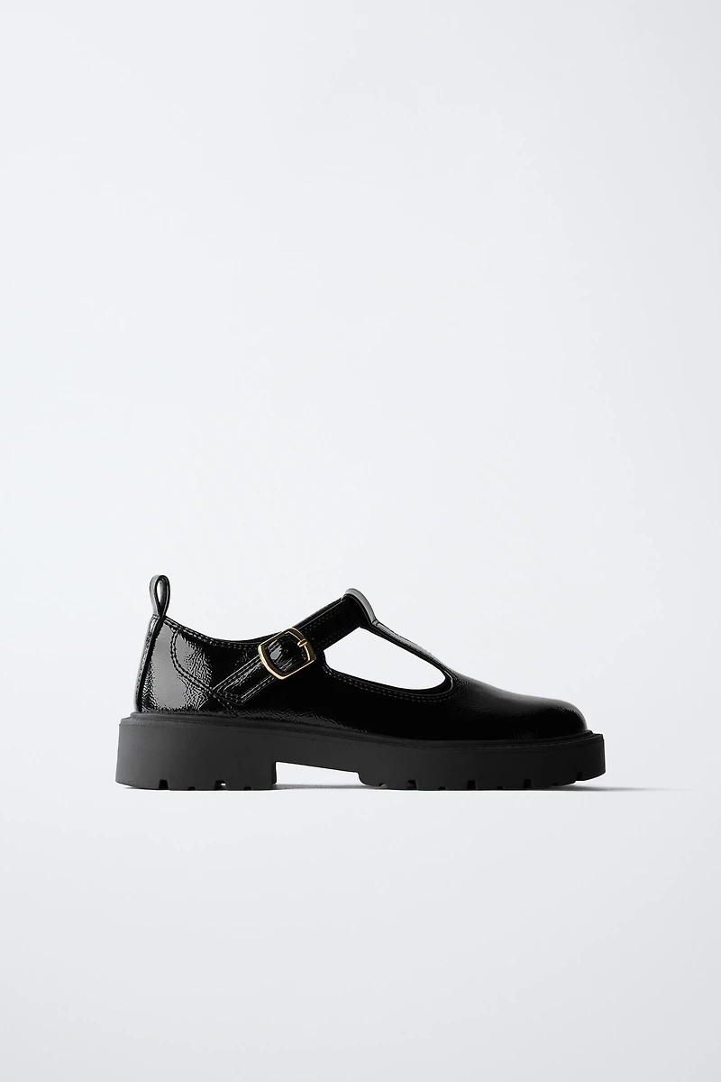 PATENT FINISH T-BAR SHOES