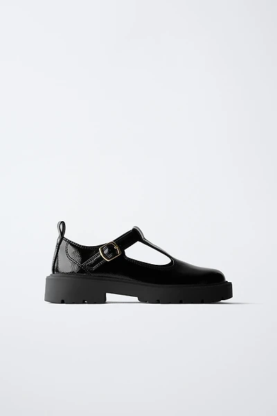 PATENT FINISH T-BAR SHOES