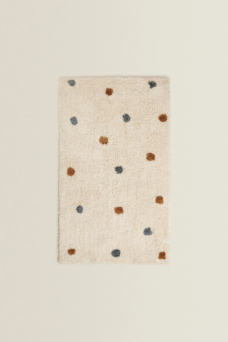 CHILDREN'S RECTANGULAR TEXTURED POLKA DOT AREA RUG