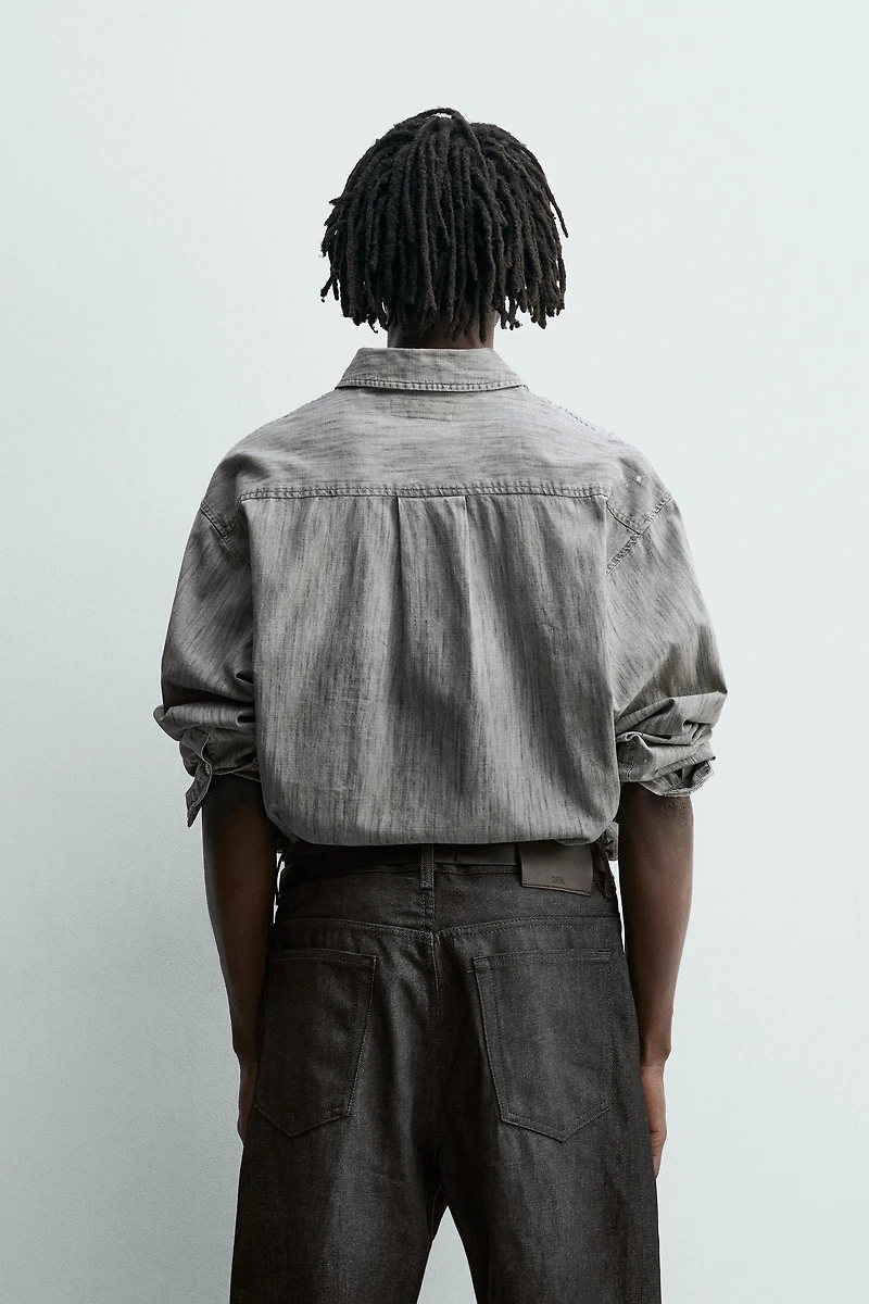 SPLASH-WASHED DENIM SHIRT