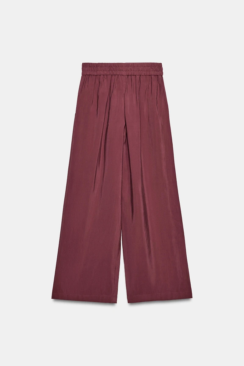 WIDE LEG ELASTIC WAIST PANTS