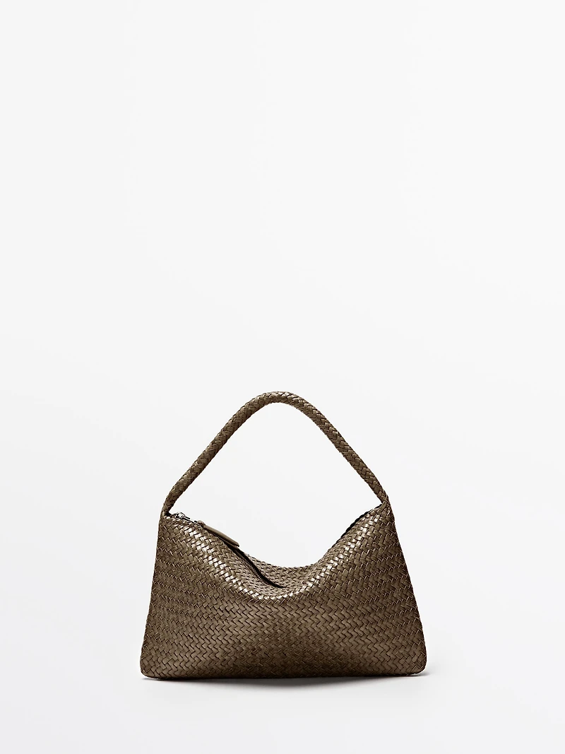 Small braided leather shoulder bag