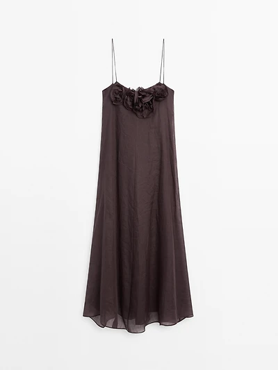 Long ramie floral dress - STUDIO