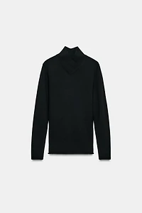 WOOL CROSSOVER HIGH NECK JUMPER