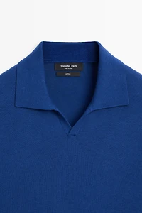 100% cotton V-neck knit polo