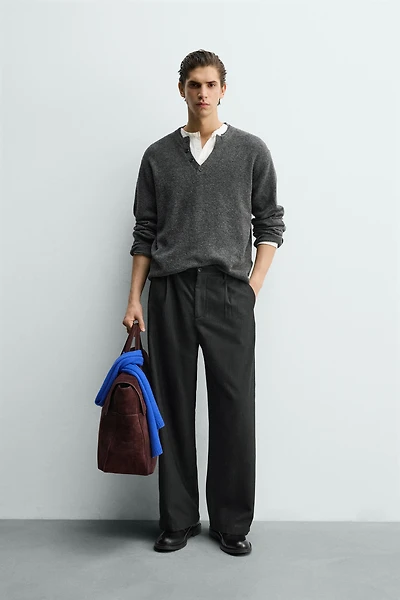 PINSTRIPE SUIT PLEATED PANTS