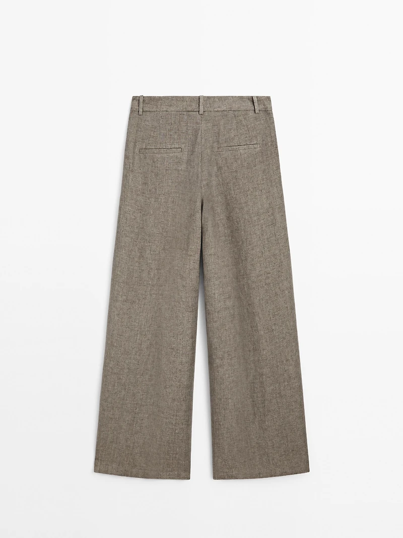 100% linen trousers with double darts