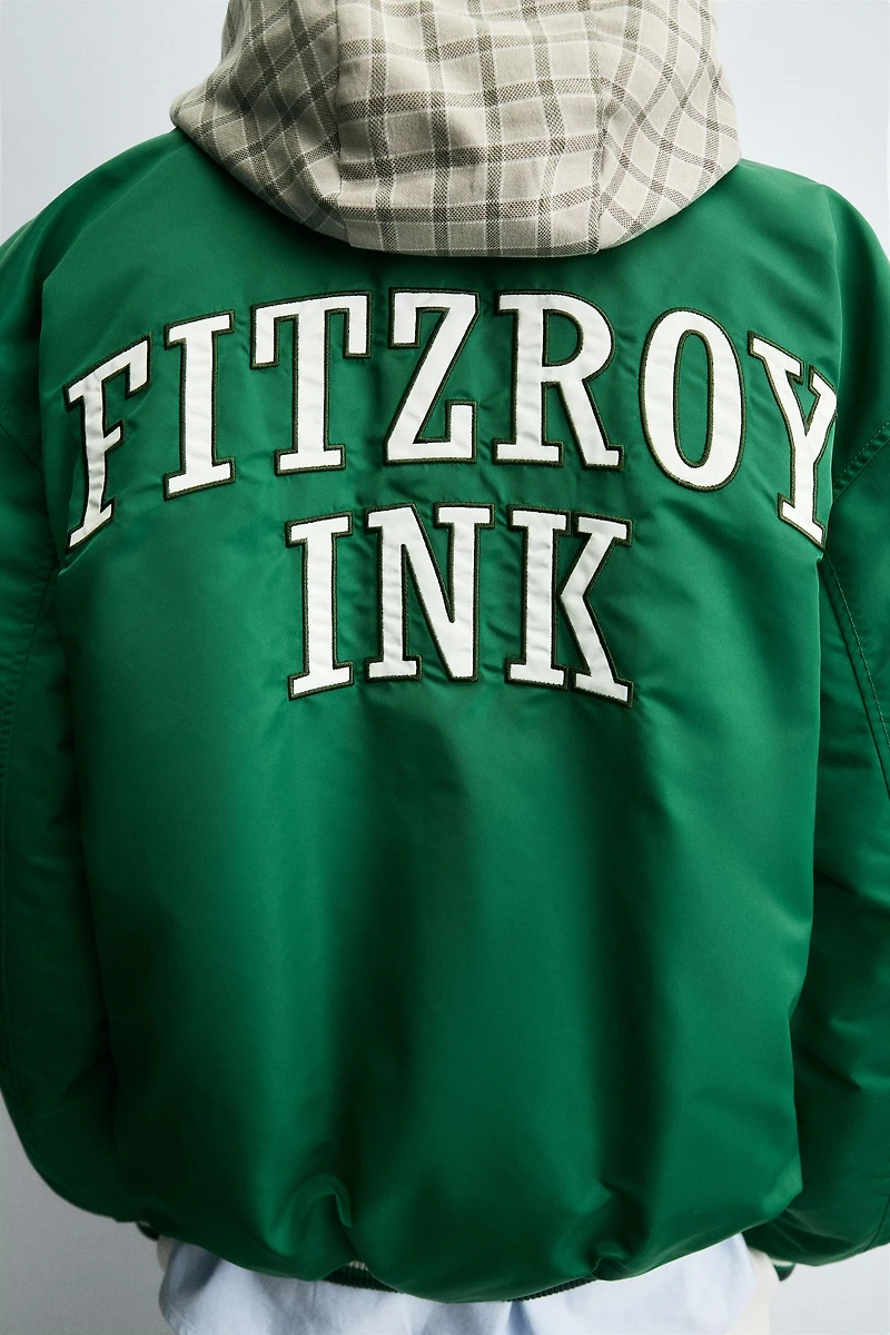 CONTRAST EMBROIDERY BOMBER JACKET