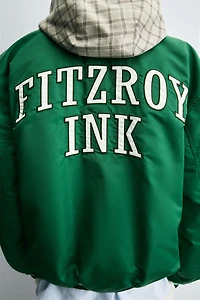 CONTRAST EMBROIDERY BOMBER JACKET