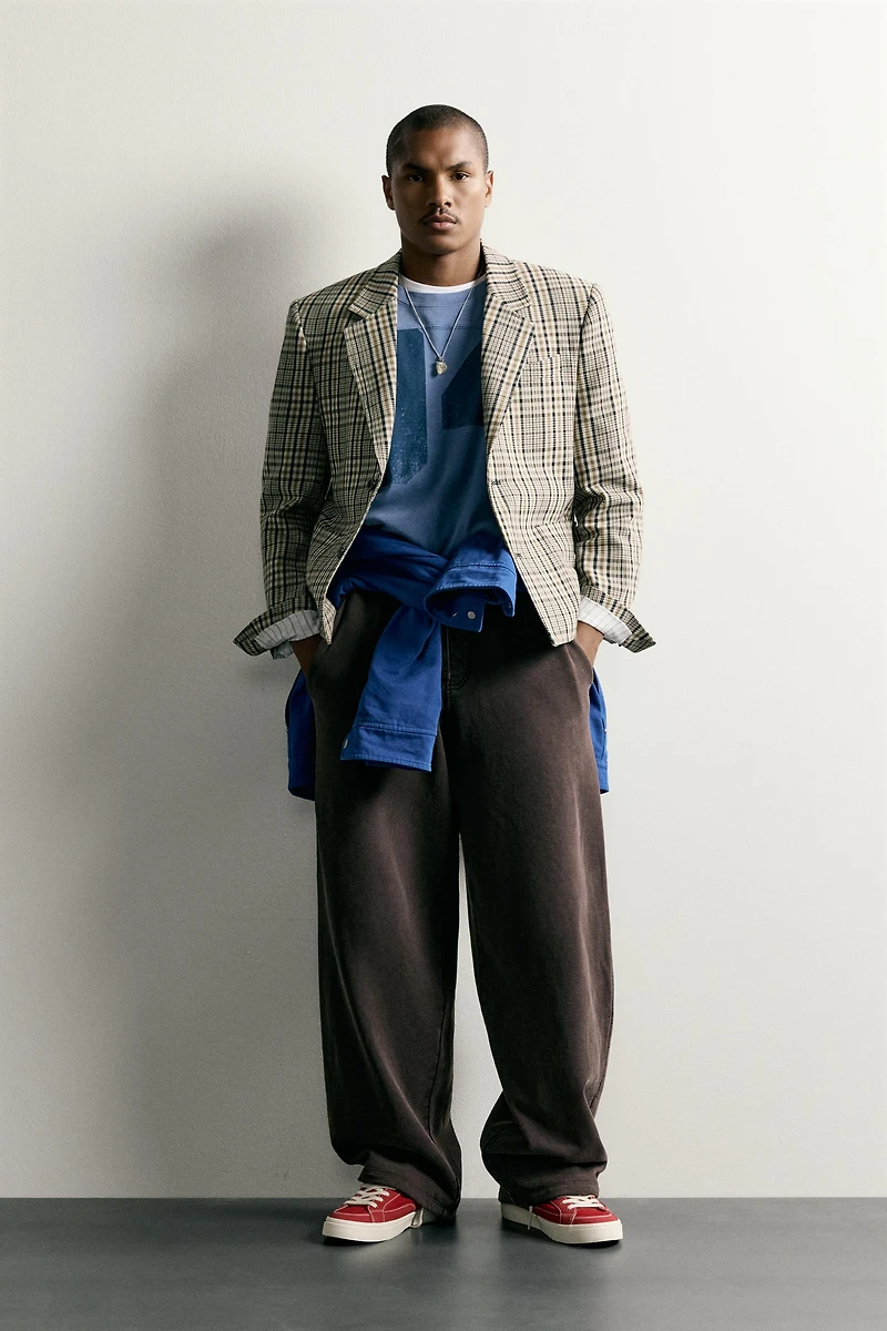 PLAID BOXY FIT BLAZER