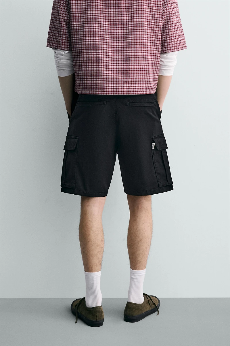 RELAXED FIT WASHED CARGO SHORTS