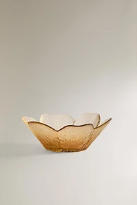 GLASS BOWL WITH RAISED FLORAL DESIGN