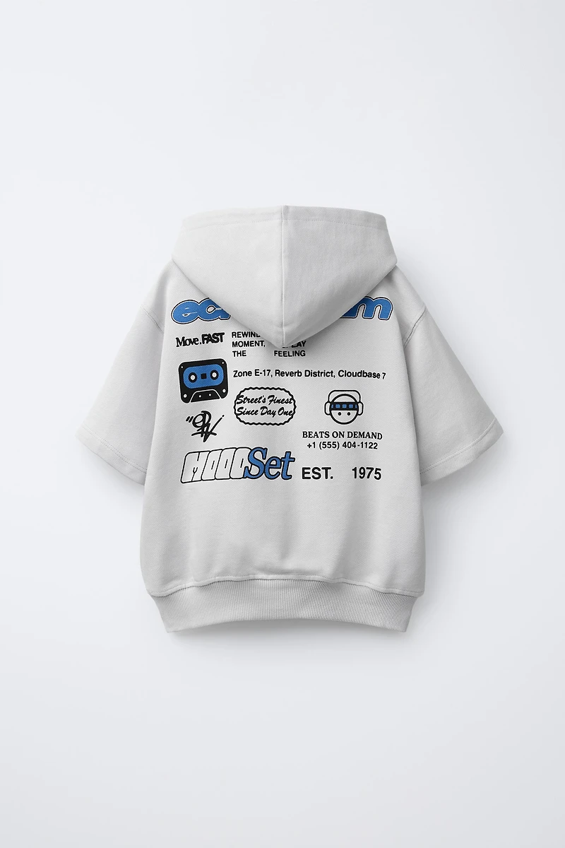 SHORT SLEEVE HOODED SWEATSHIRT