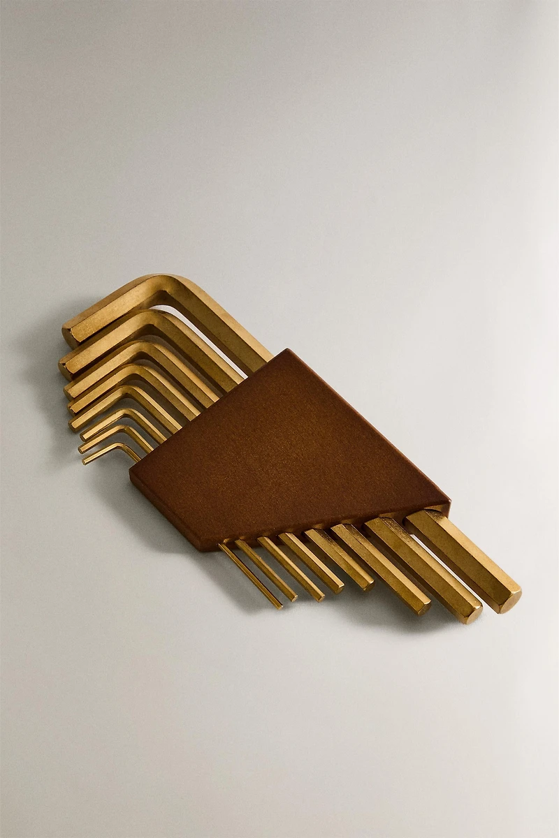 SET OF 8 STEEL ALLEN KEYS WITH WOODEN HOLDER