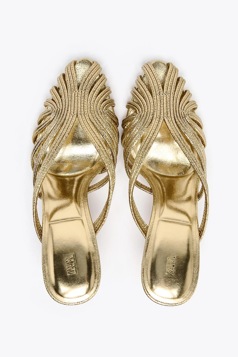 METALLIC EFFECT STILETTO HEEL SANDALS