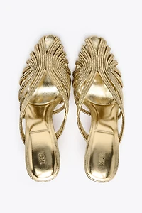 METALLIC EFFECT STILETTO HEEL SANDALS