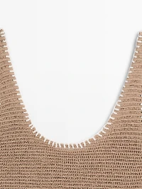 Contrast cotton blend knit top