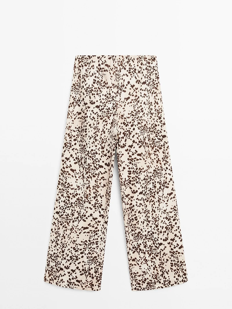 Animal print straight-leg trousers