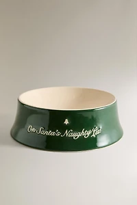 CHRISTMAS STONEWARE PET FOOD BOWL
