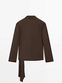 Blazer en laine mélangée à détail noué