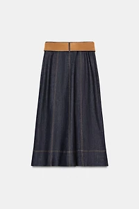 Z1975 BELTED DENIM MIDI SKIRT