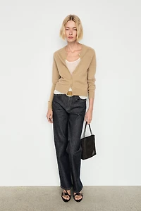 100% cashmere cropped knit cardigan