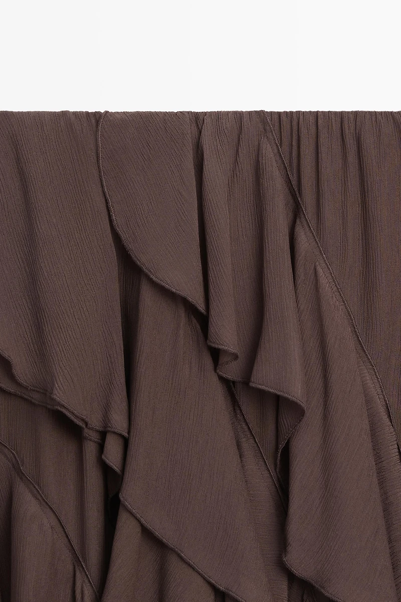 Flowing ruffled midi skirt
