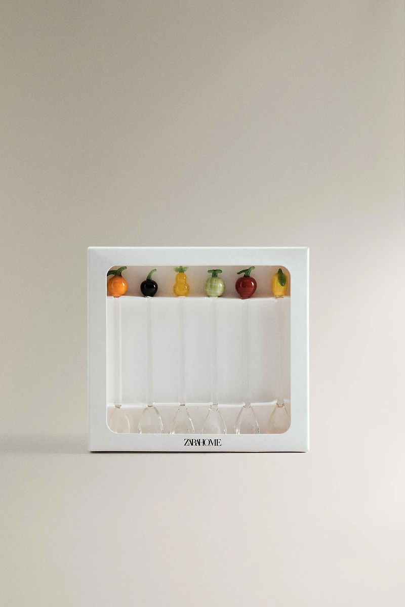SET OF GLASS FRUIT DESSERT SPOONS (SET OF 6)